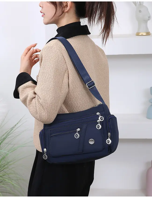 Purple Crossbody Bag Women Large Capacity Canvas Shoulder Waterproof Nylon Oxford Cloth Middle-aged Mother's Bag Casual Backpack Cloth Bag — feature 14