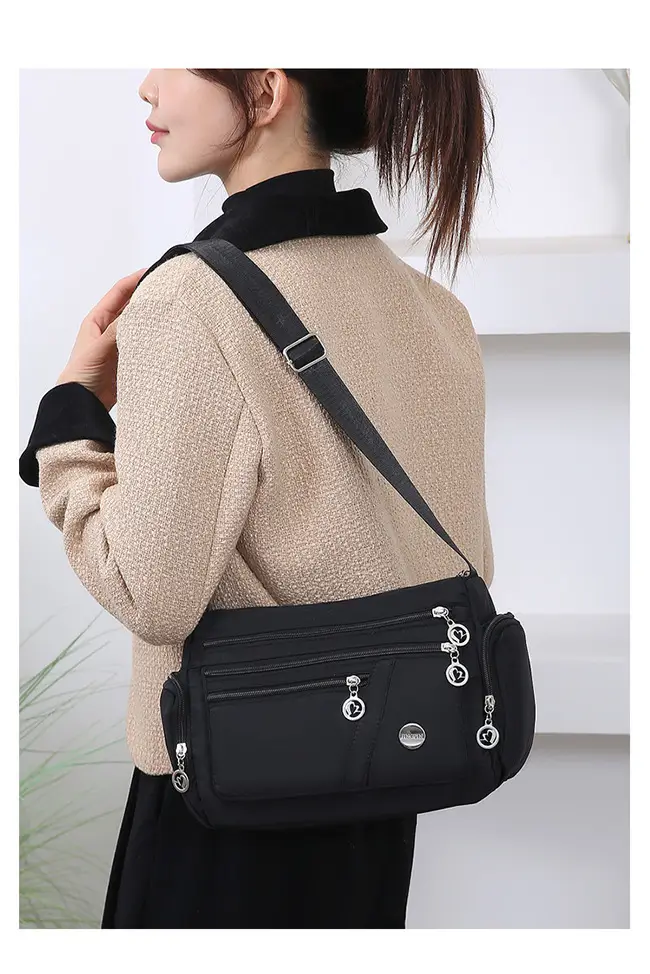 Purple Crossbody Bag Women Large Capacity Canvas Shoulder Waterproof Nylon Oxford Cloth Middle-aged Mother's Bag Casual Backpack Cloth Bag — feature 16
