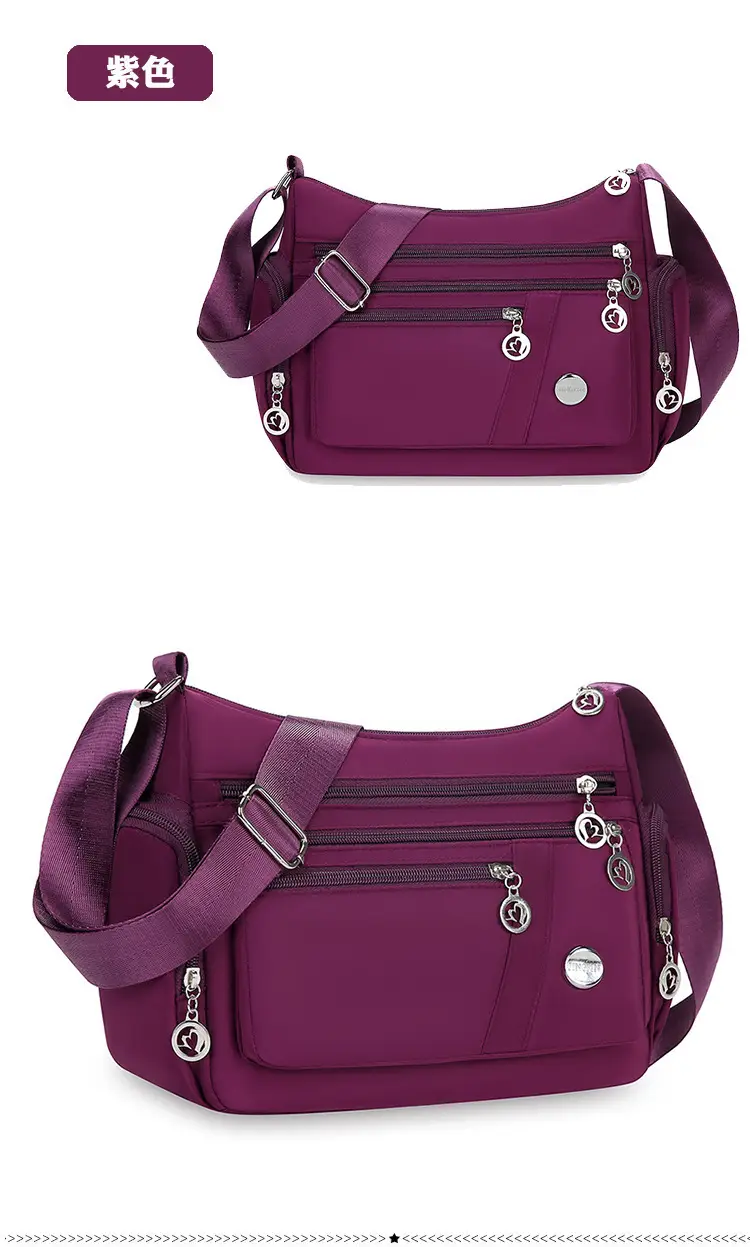 Purple Crossbody Bag Women Large Capacity Canvas Shoulder Waterproof Nylon Oxford Cloth Middle-aged Mother's Bag Casual Backpack Cloth Bag — feature 25