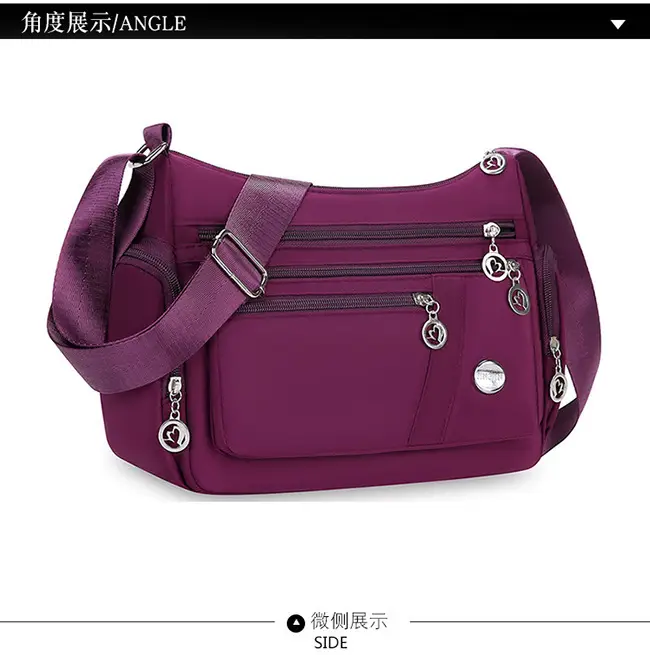 Purple Crossbody Bag Women Large Capacity Canvas Shoulder Waterproof Nylon Oxford Cloth Middle-aged Mother's Bag Casual Backpack Cloth Bag — feature 26