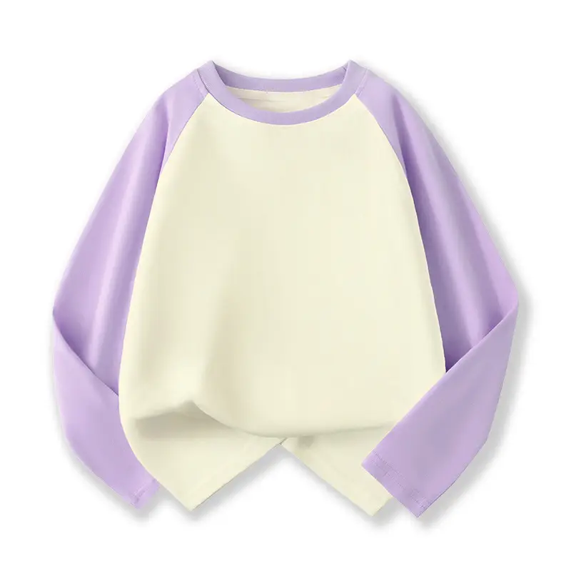 Wholesale Cotton Raglan Sleeve T-Shirt for Boys Purple Cream