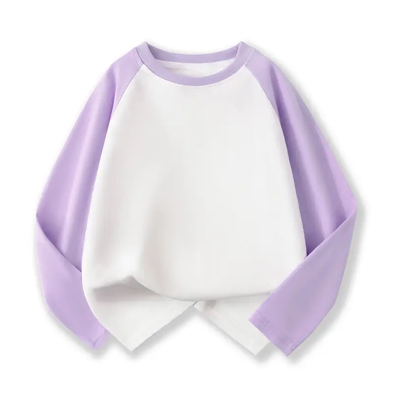 Wholesale Cotton Raglan Sleeve T-Shirt for Boys Purple Cream