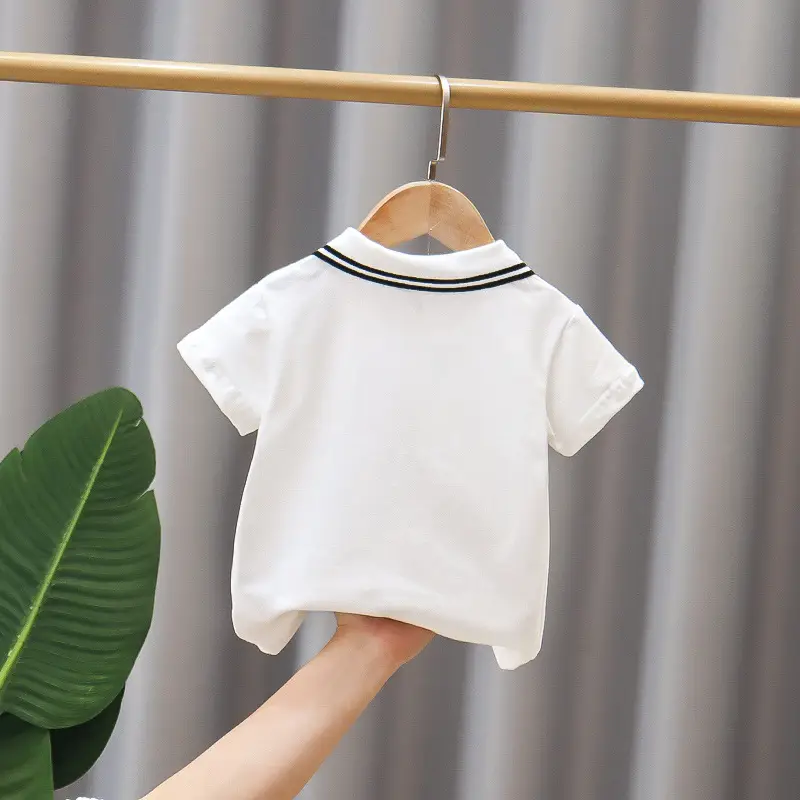 Children's Grey Polo T-Shirt Short Sleeve Summer Wear - Image 3