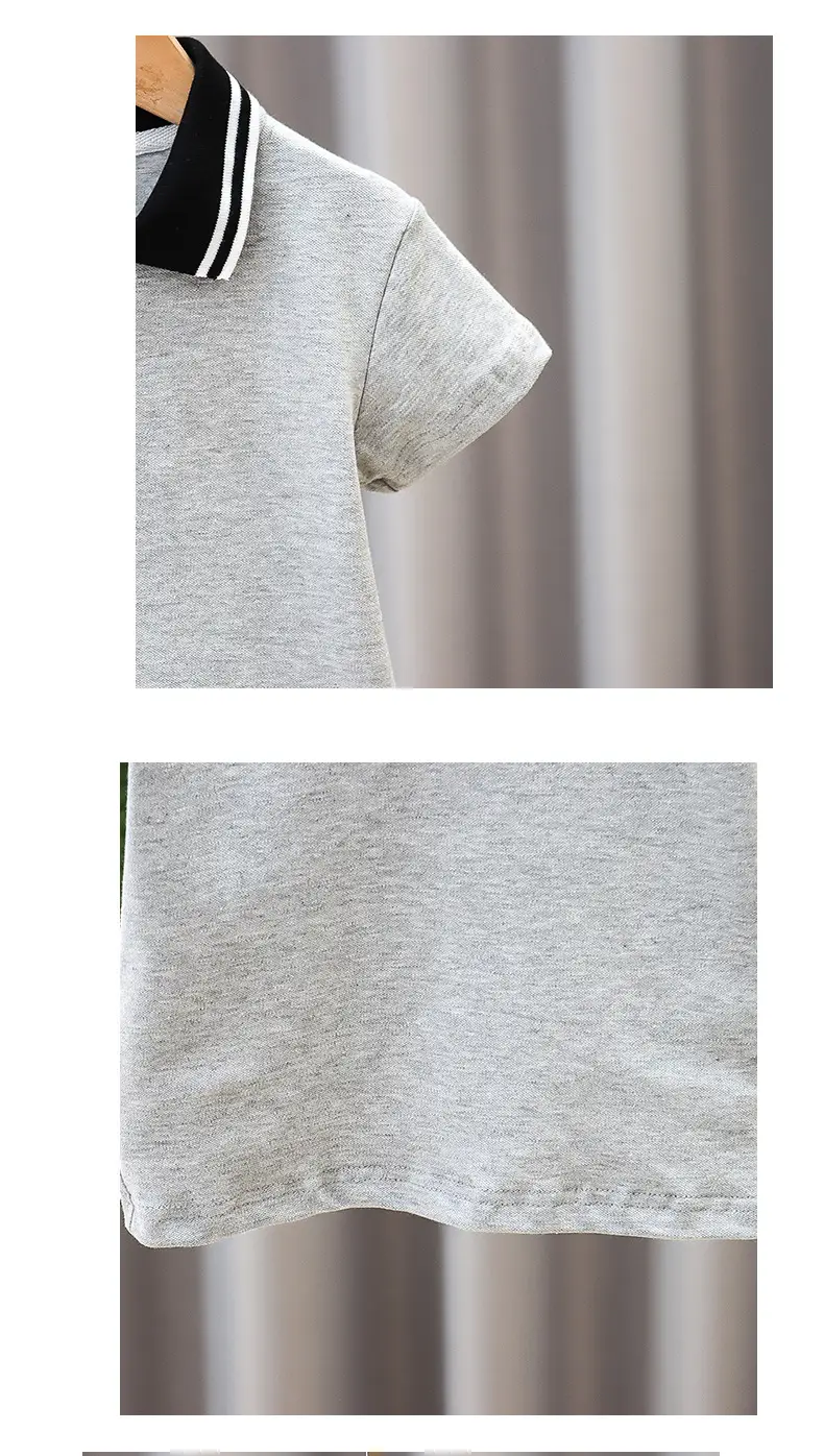 Children's Grey Polo T-Shirt Short Sleeve Summer Wear — feature 11
