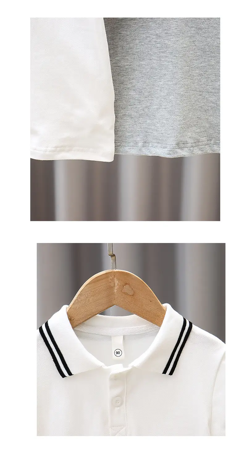 Children's Grey Polo T-Shirt Short Sleeve Summer Wear — feature 7