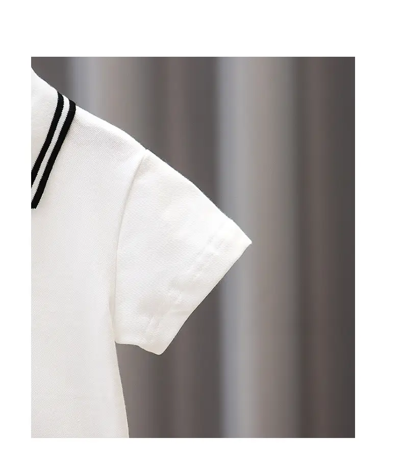 Children's Grey Polo T-Shirt Short Sleeve Summer Wear — feature 8