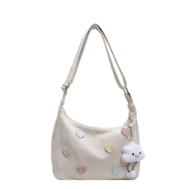 Women's Canvas Crossbody Bag with Cloud Decor