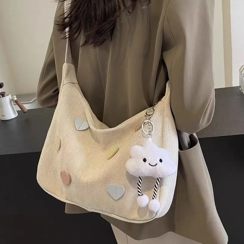 Women's Canvas Crossbody Bag with Cloud Decor — feature 1