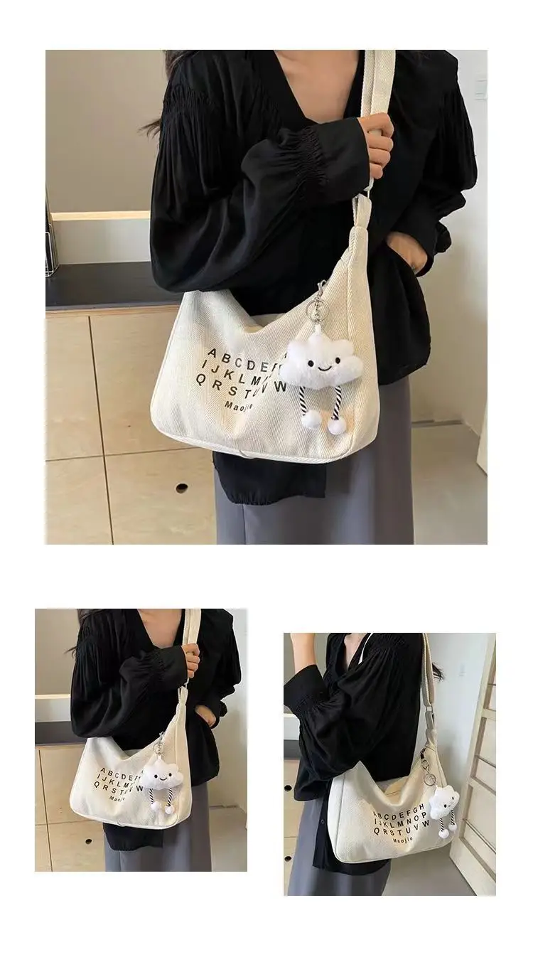 Women's Canvas Crossbody Bag with Cloud Decor — feature 10