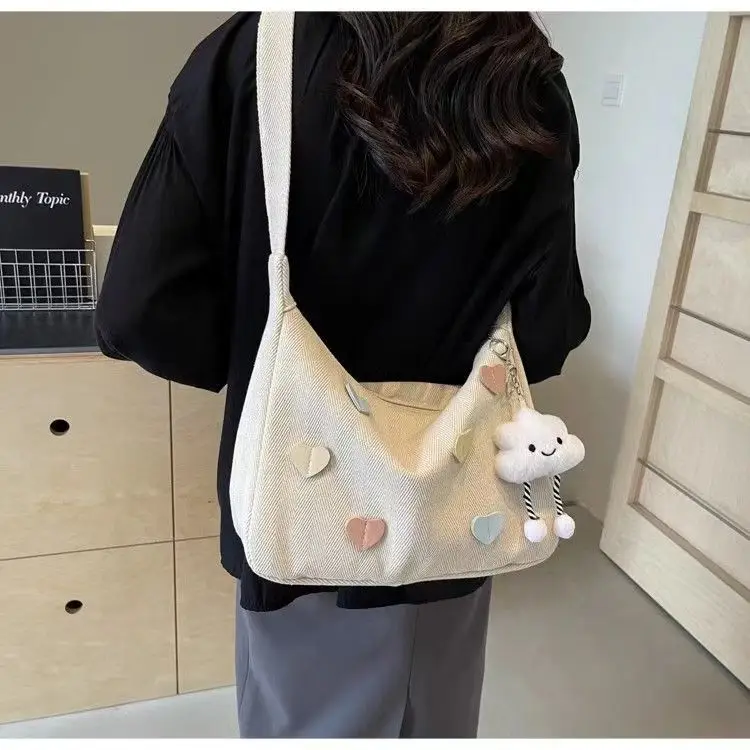 Women's Canvas Crossbody Bag with Cloud Decor — feature 12