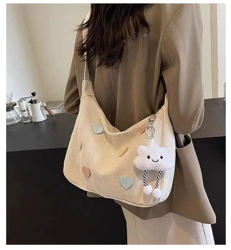 Women's Canvas Crossbody Bag with Cloud Decor — feature 16
