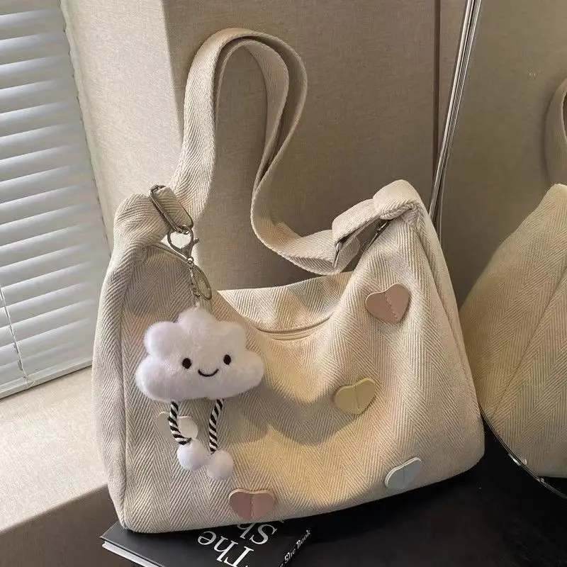 Women's Canvas Crossbody Bag with Cloud Decor — feature 17