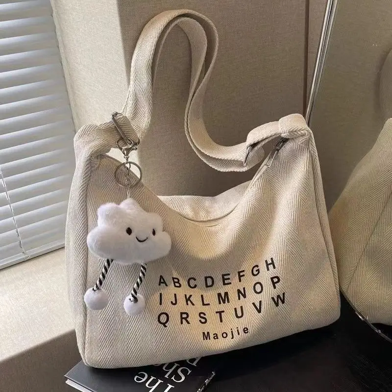 Women's Canvas Crossbody Bag with Cloud Decor — feature 18