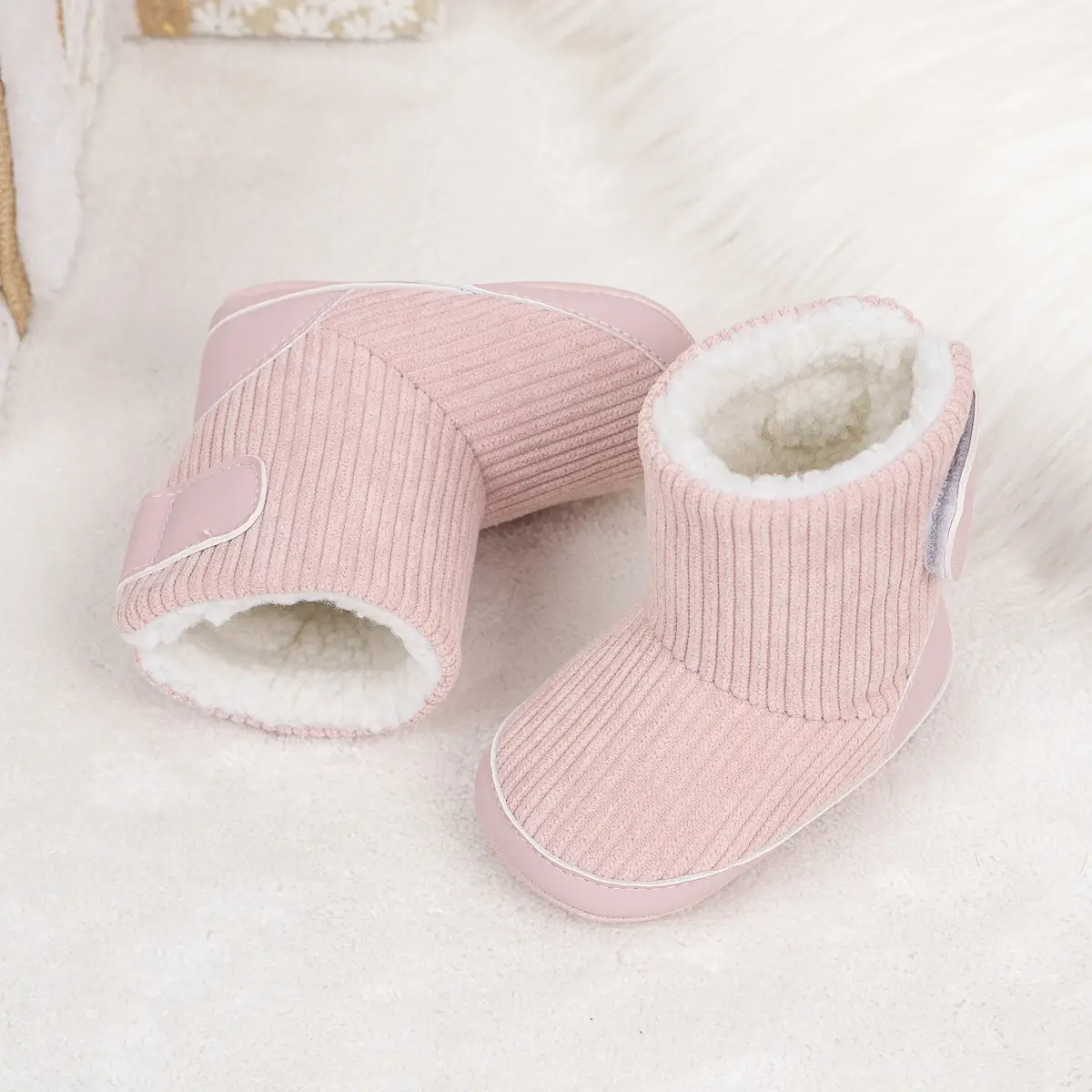 Pink Fleece-Lined Toddler Boots with Velcro — feature 13