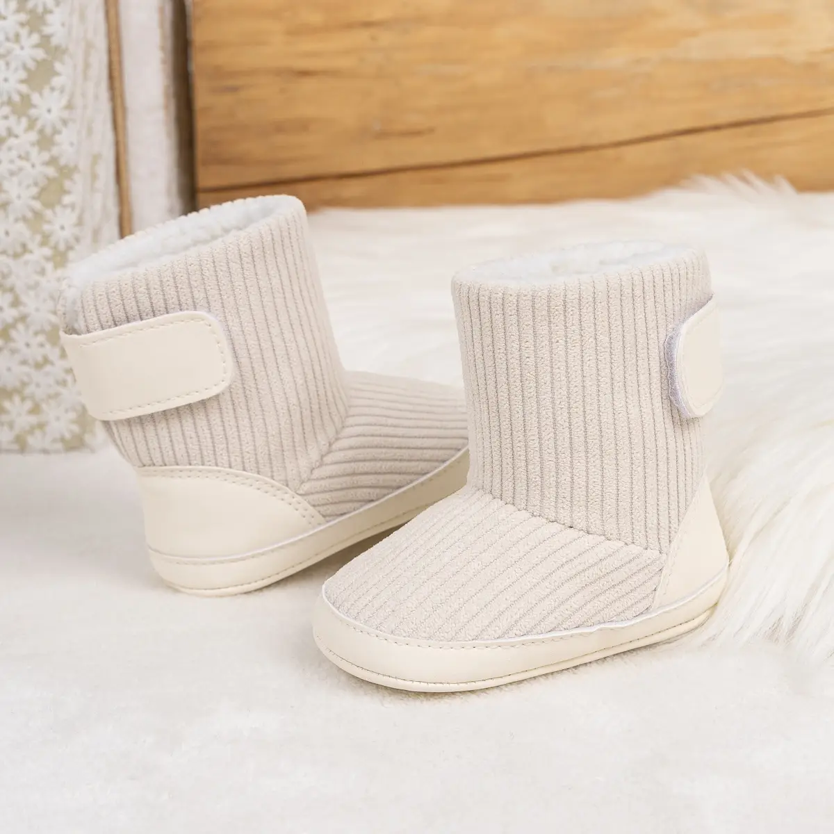 Pink Fleece-Lined Toddler Boots with Velcro — feature 21