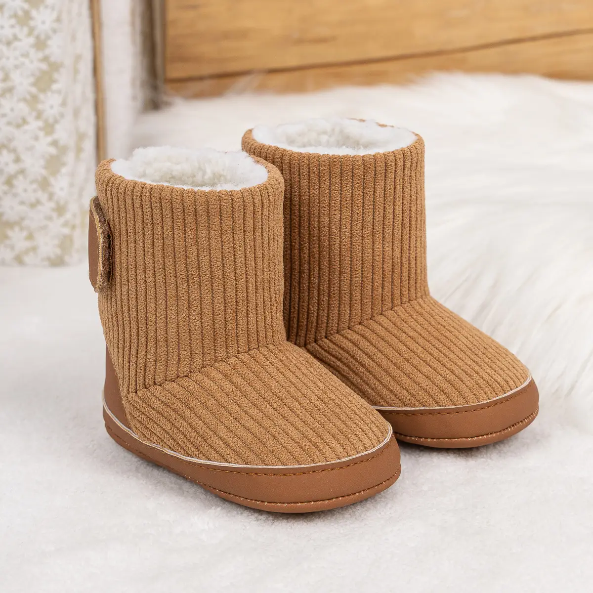 Pink Fleece-Lined Toddler Boots with Velcro — feature 28