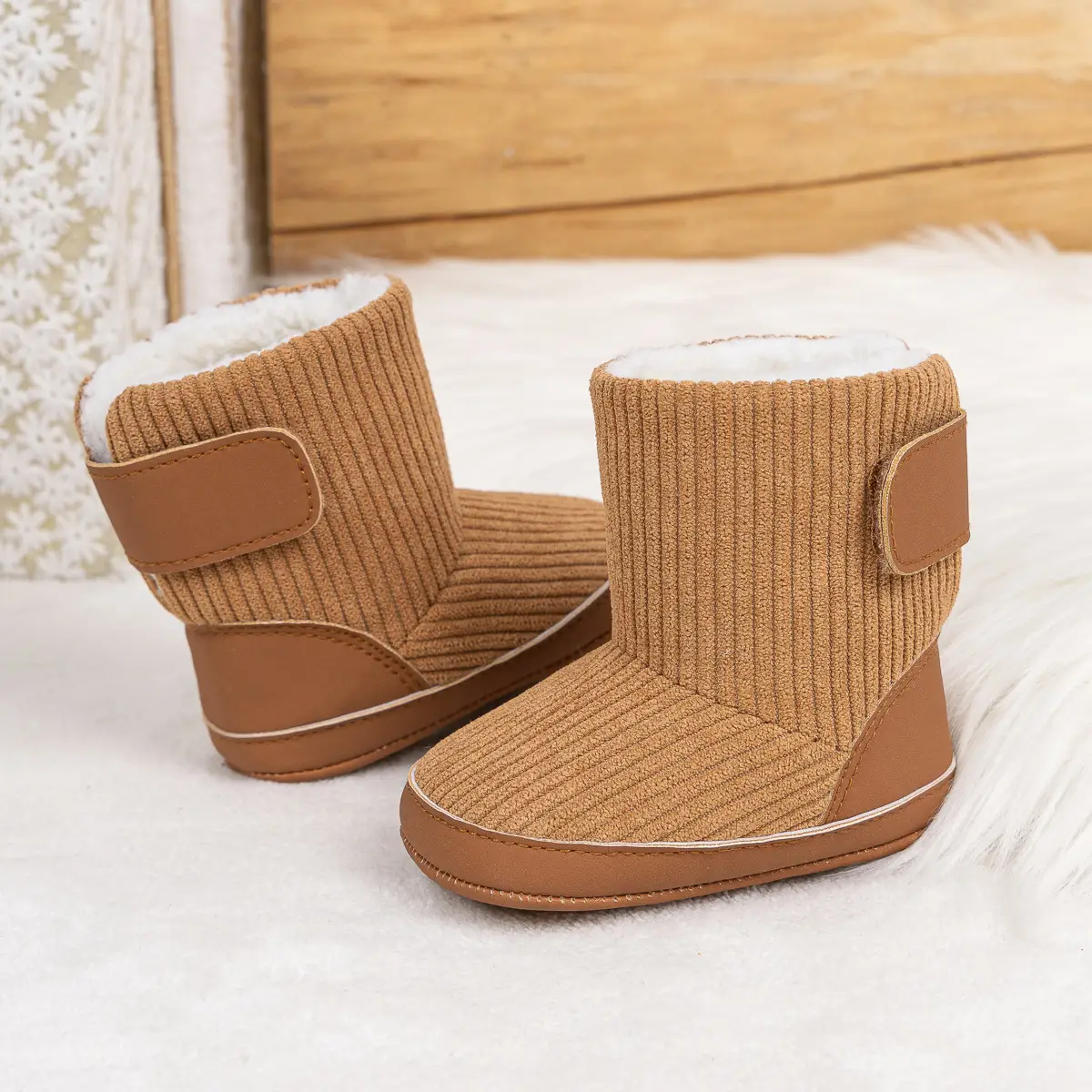 Pink Fleece-Lined Toddler Boots with Velcro — feature 31