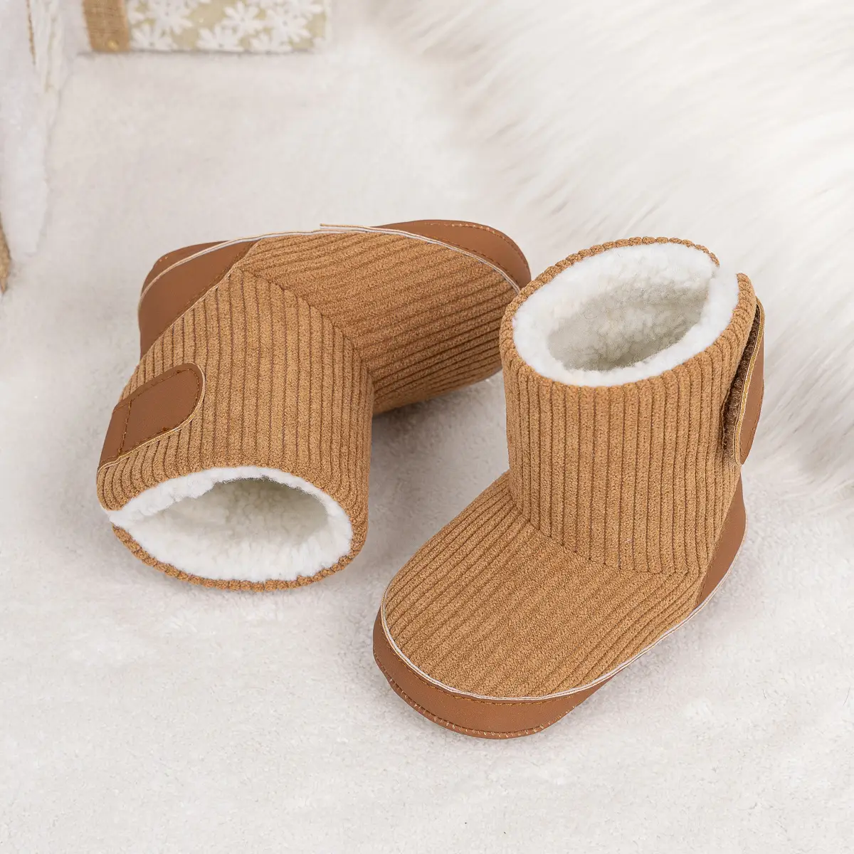Pink Fleece-Lined Toddler Boots with Velcro — feature 33