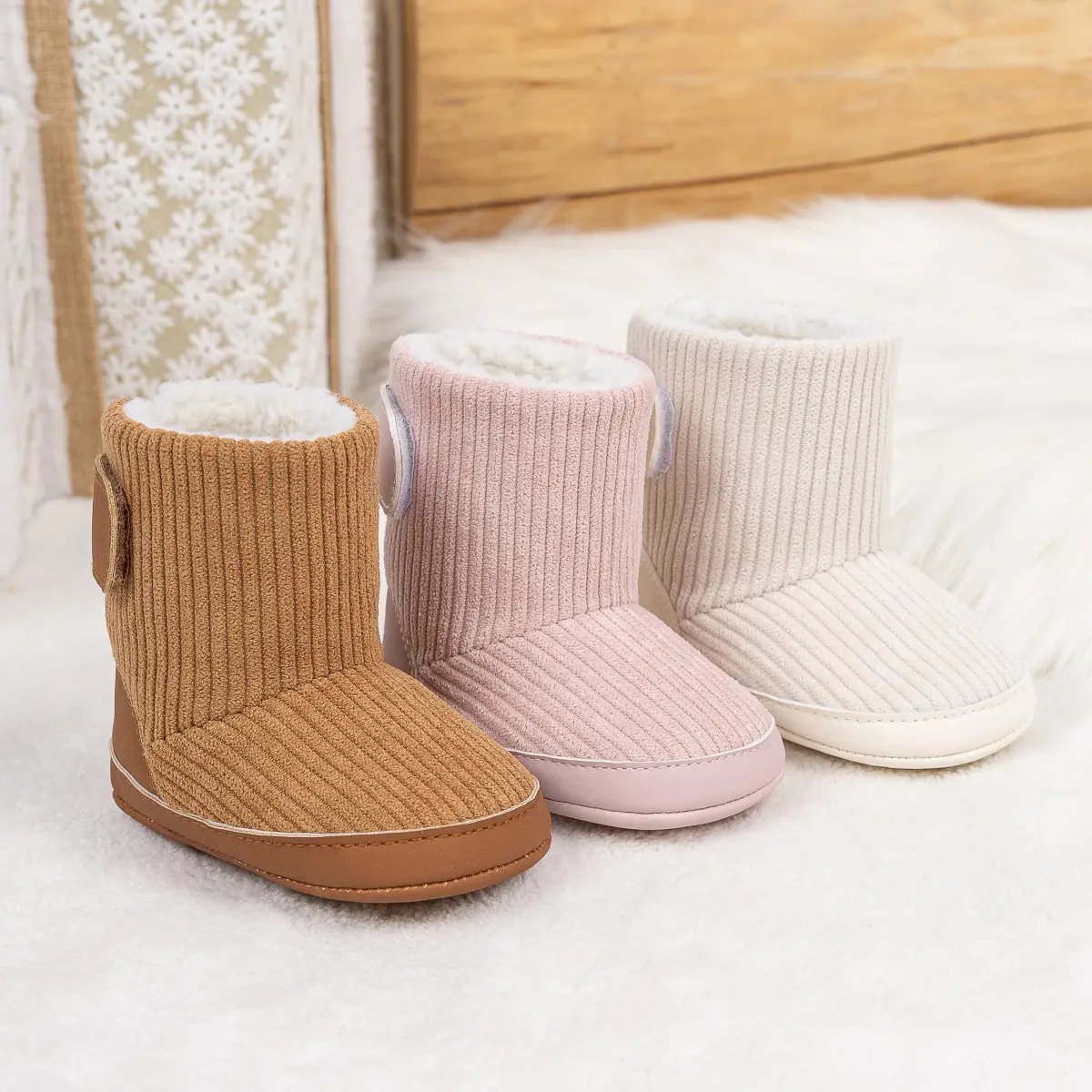 Pink Fleece-Lined Toddler Boots with Velcro — feature 4