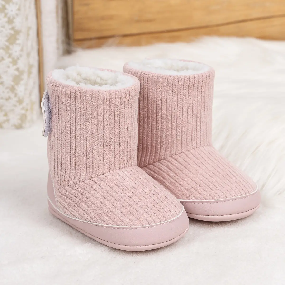 Pink Fleece-Lined Toddler Boots with Velcro — feature 8