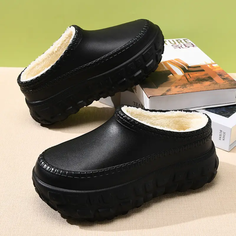 One-Piece Drop-Shipping Autumn and Winter Cotton Shoes for Women, Tire-Soled Thick-Soled Wear-Resistant Cotton Slippers, Fleece-Lined Non-Slip Height-Increasing Furry Shoes for Men - Image 6