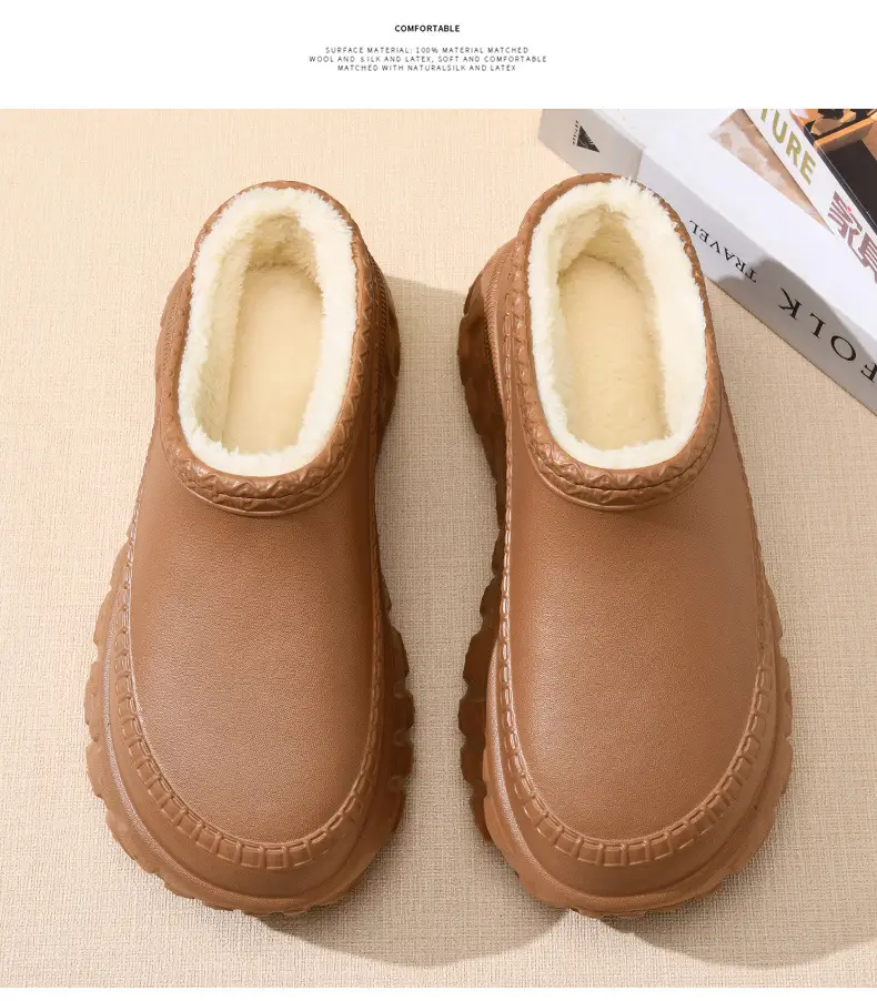 One-Piece Drop-Shipping Autumn and Winter Cotton Shoes for Women, Tire-Soled Thick-Soled Wear-Resistant Cotton Slippers, Fleece-Lined Non-Slip Height-Increasing Furry Shoes for Men — feature 12