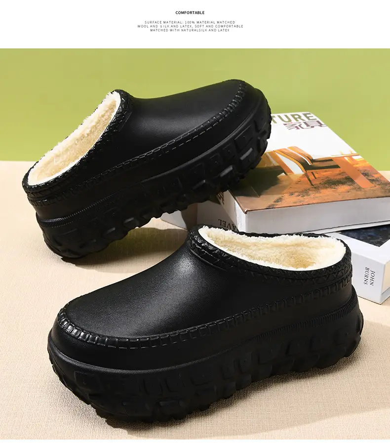 One-Piece Drop-Shipping Autumn and Winter Cotton Shoes for Women, Tire-Soled Thick-Soled Wear-Resistant Cotton Slippers, Fleece-Lined Non-Slip Height-Increasing Furry Shoes for Men — feature 14
