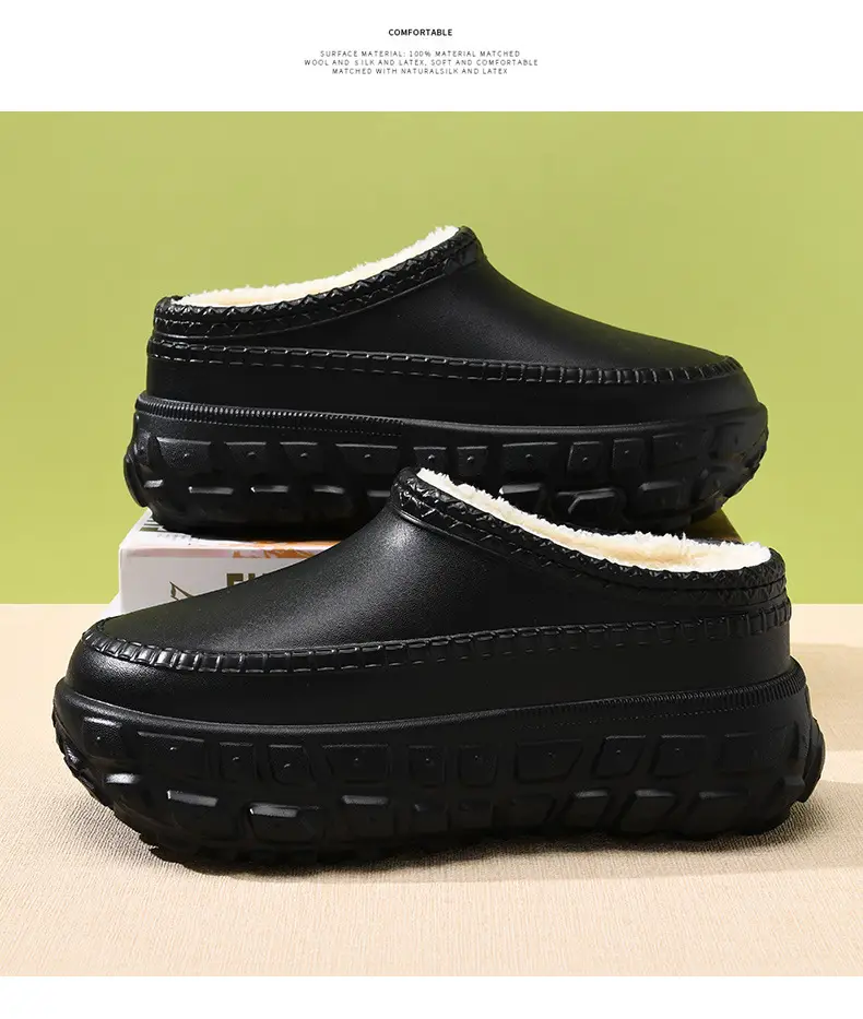 One-Piece Drop-Shipping Autumn and Winter Cotton Shoes for Women, Tire-Soled Thick-Soled Wear-Resistant Cotton Slippers, Fleece-Lined Non-Slip Height-Increasing Furry Shoes for Men — feature 16