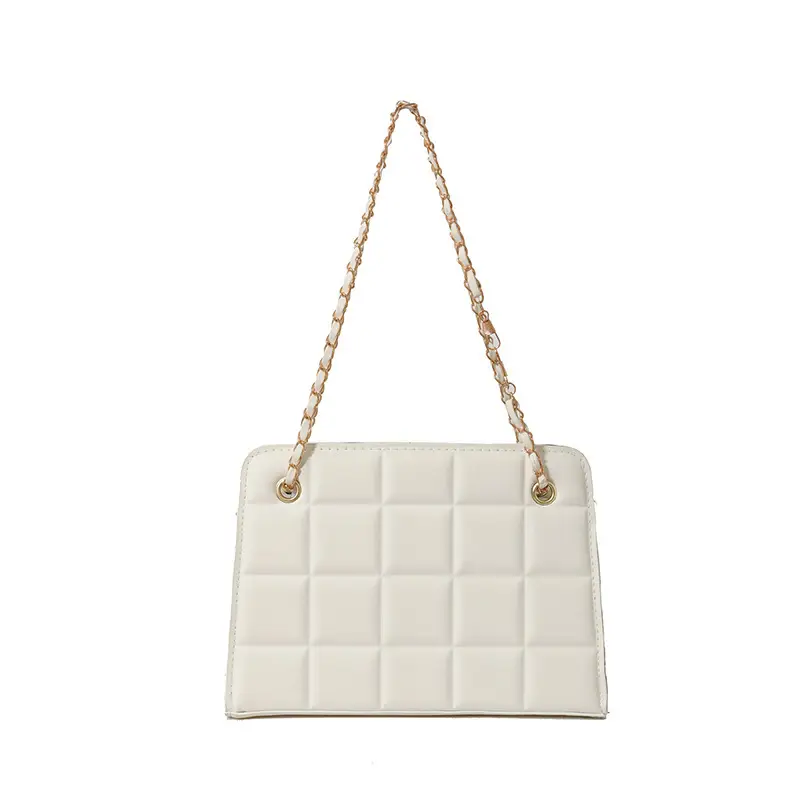 Black Chain Shoulder Bag with Square Quilted Design - Image 2