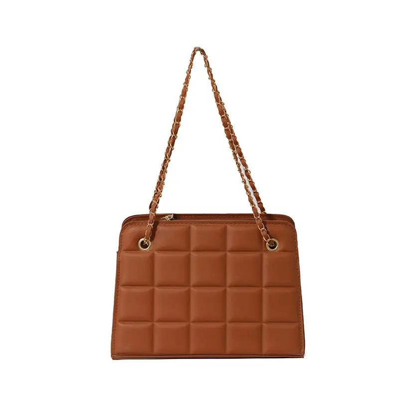 Black Chain Shoulder Bag with Square Quilted Design - Image 3