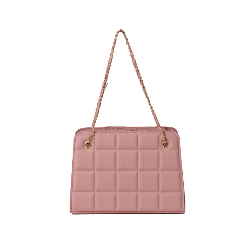 Black Chain Shoulder Bag with Square Quilted Design - Image 4