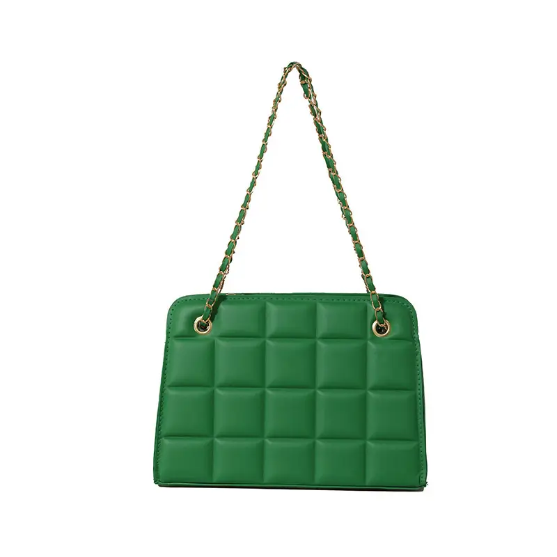Black Chain Shoulder Bag with Square Quilted Design - Image 6