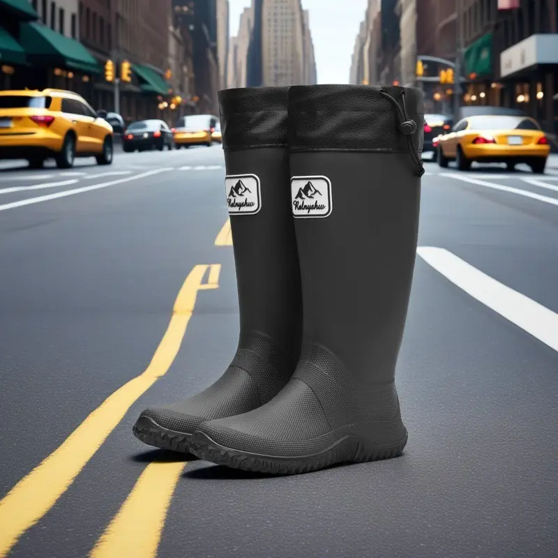 Foldable Family Parent-Child High-Top Rain Boots, Hiking Waterproof Long Rain Boots, Camping Water Shoes, Commuting Water Boots, Soft Style