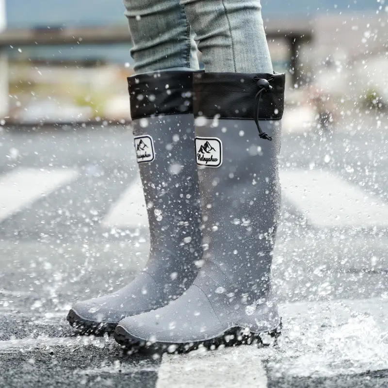 Foldable Family Parent-Child High-Top Rain Boots, Hiking Waterproof Long Rain Boots, Camping Water Shoes, Commuting Water Boots, Soft Style