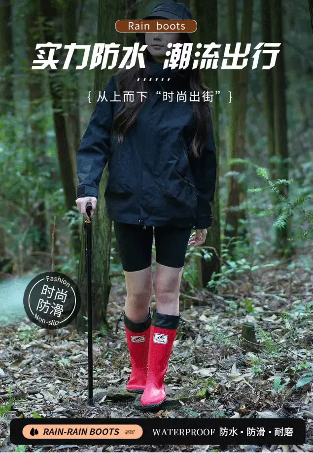 Foldable Family Parent-Child High-Top Rain Boots, Hiking Waterproof Long Rain Boots, Camping Water Shoes, Commuting Water Boots, Soft Style — feature 1