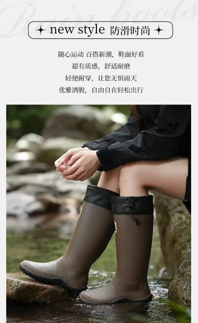 Foldable Family Parent-Child High-Top Rain Boots, Hiking Waterproof Long Rain Boots, Camping Water Shoes, Commuting Water Boots, Soft Style — feature 2