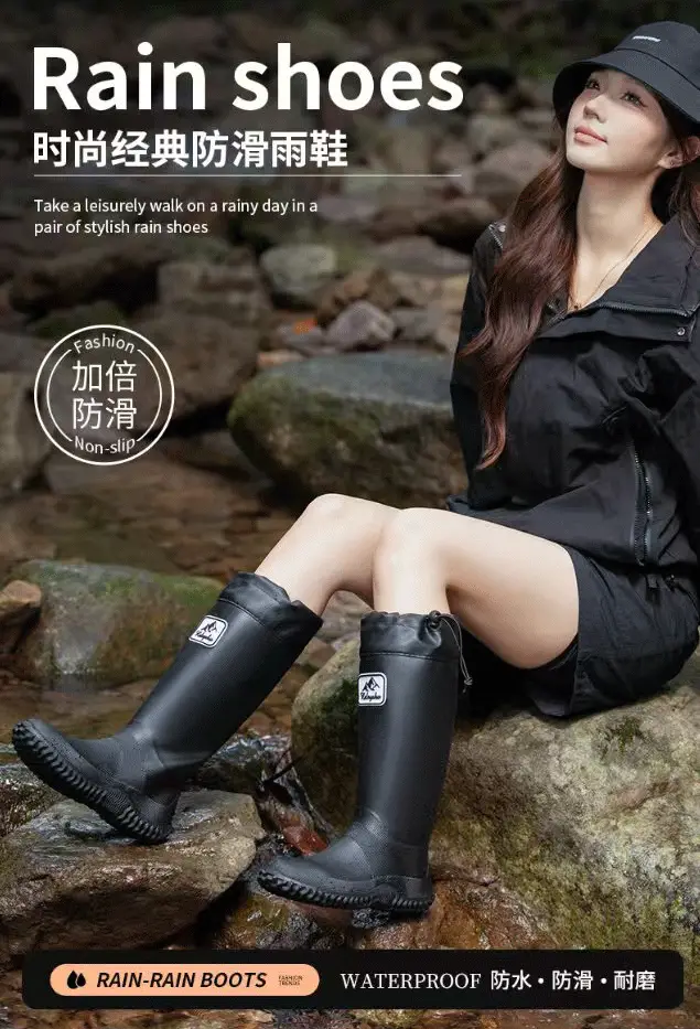 Foldable Family Parent-Child High-Top Rain Boots, Hiking Waterproof Long Rain Boots, Camping Water Shoes, Commuting Water Boots, Soft Style — feature 4