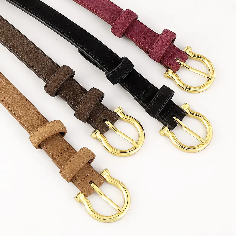 Women Suede Belt with Gold Buckle 3 Colors - Image 6
