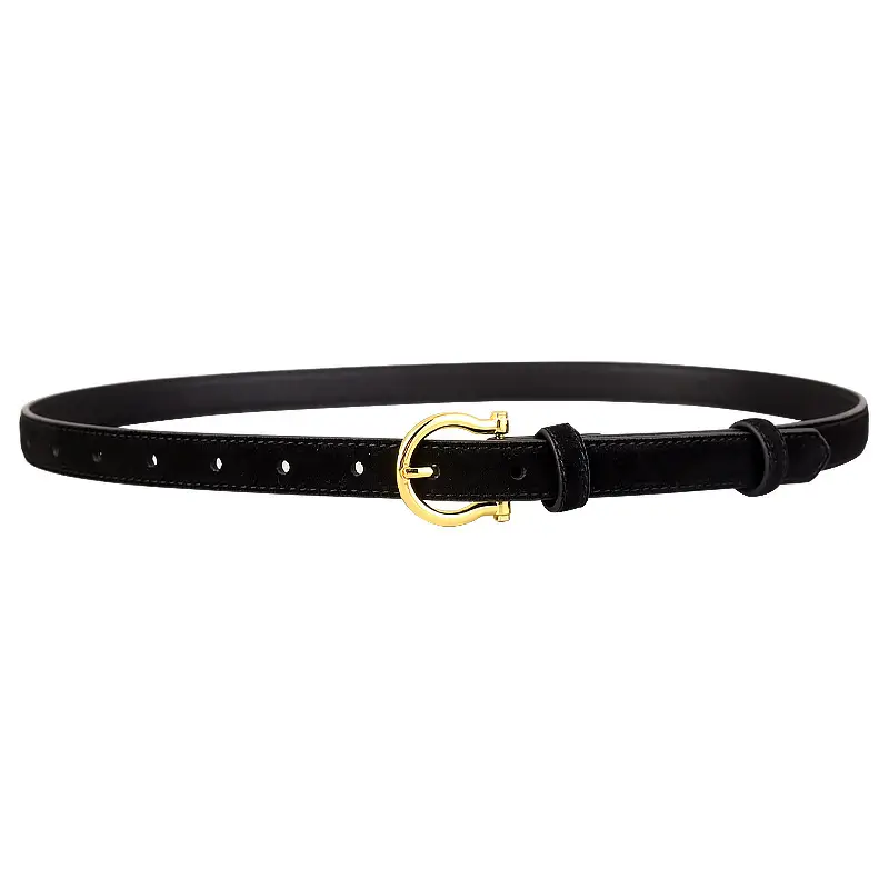 Women Suede Belt with Gold Buckle 3 Colors - Image 9