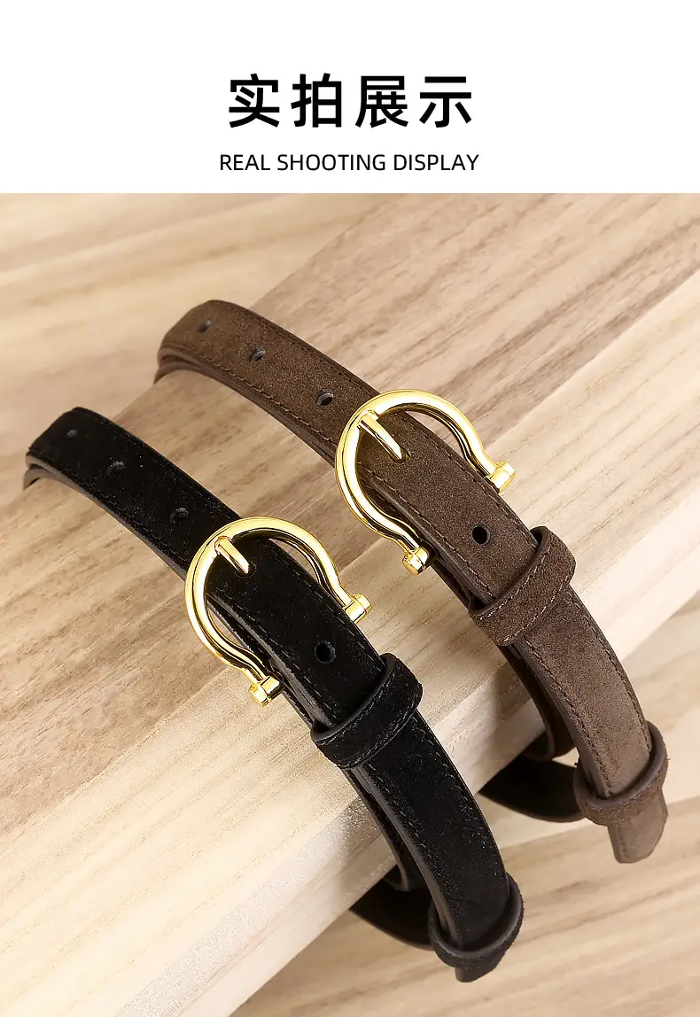Women Suede Belt with Gold Buckle 3 Colors — feature 14