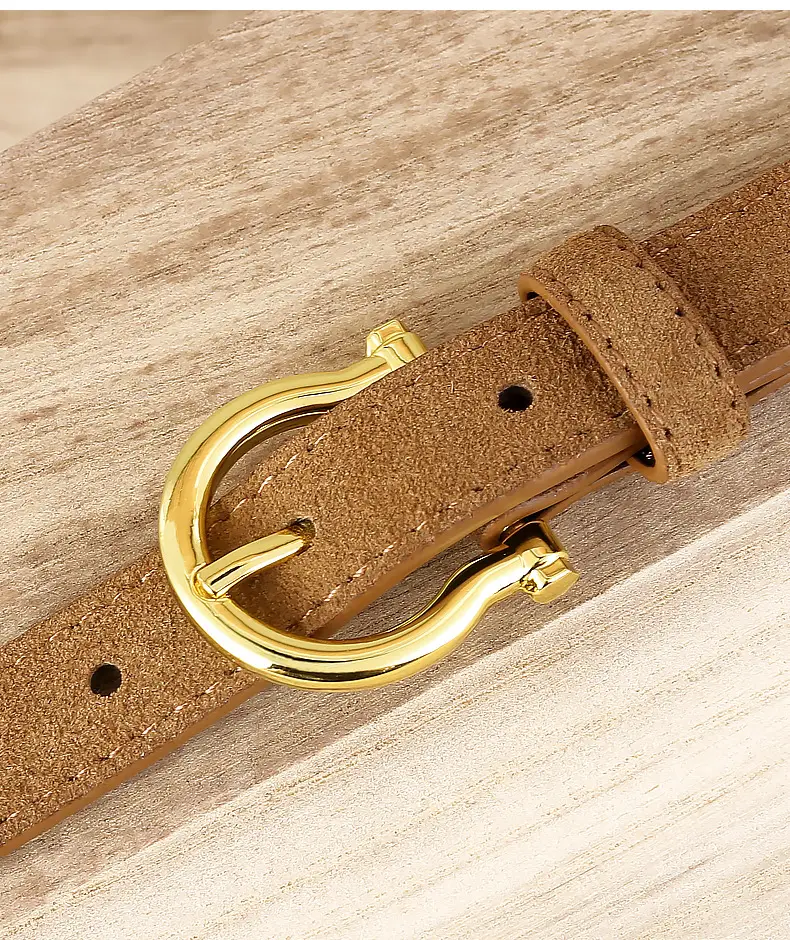 Women Suede Belt with Gold Buckle 3 Colors — feature 15