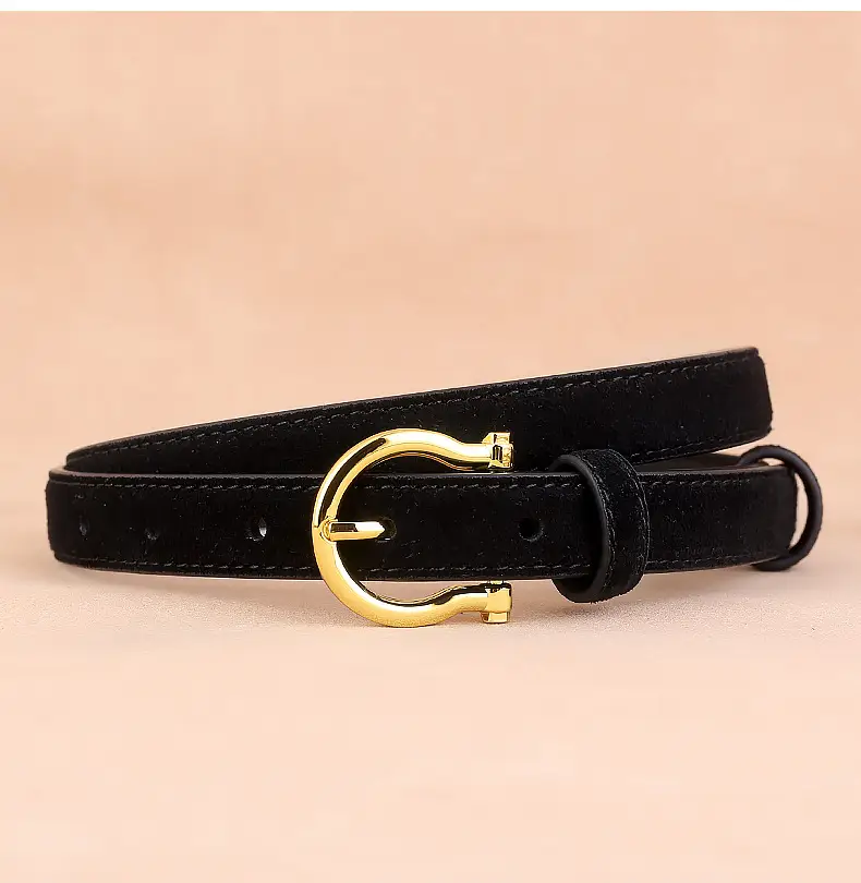 Women Suede Belt with Gold Buckle 3 Colors — feature 16