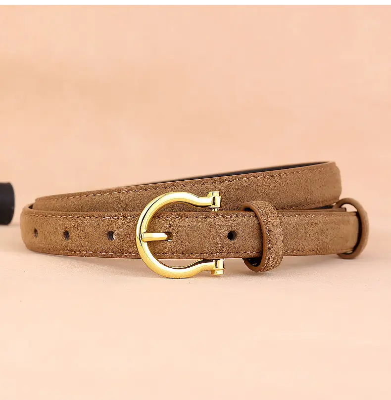 Women Suede Belt with Gold Buckle 3 Colors — feature 17
