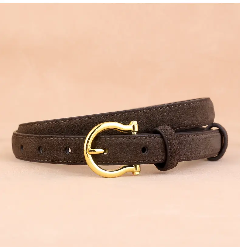 Women Suede Belt with Gold Buckle 3 Colors — feature 18