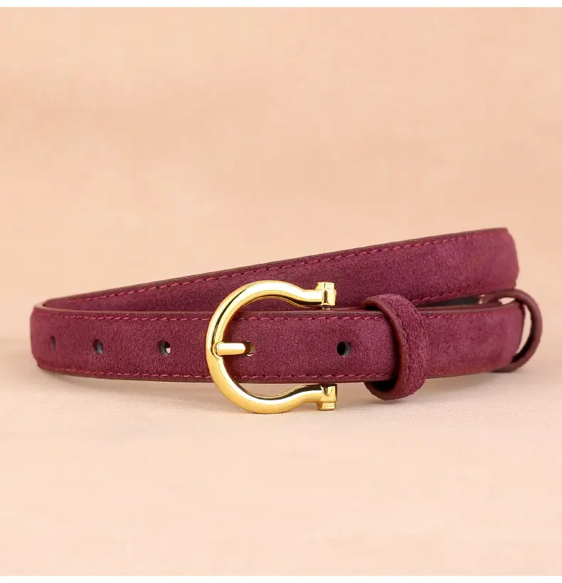 Women Suede Belt with Gold Buckle 3 Colors — feature 19