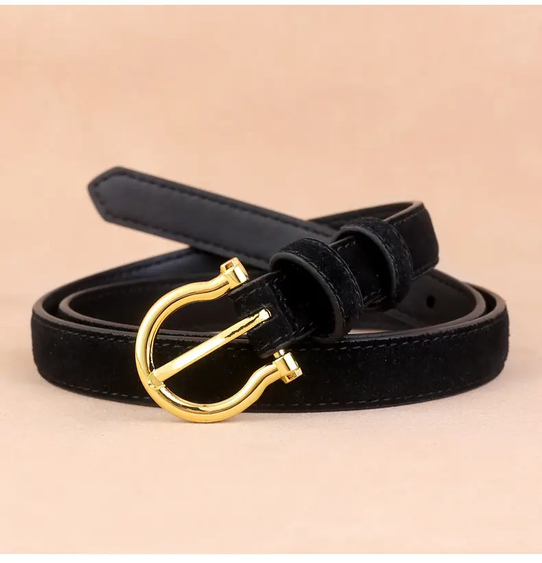 Women Suede Belt with Gold Buckle 3 Colors — feature 20
