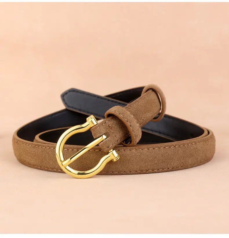 Women Suede Belt with Gold Buckle 3 Colors — feature 21