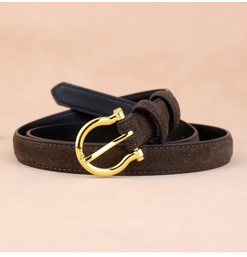 Women Suede Belt with Gold Buckle 3 Colors — feature 22