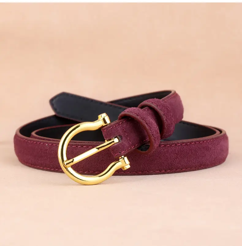 Women Suede Belt with Gold Buckle 3 Colors — feature 23
