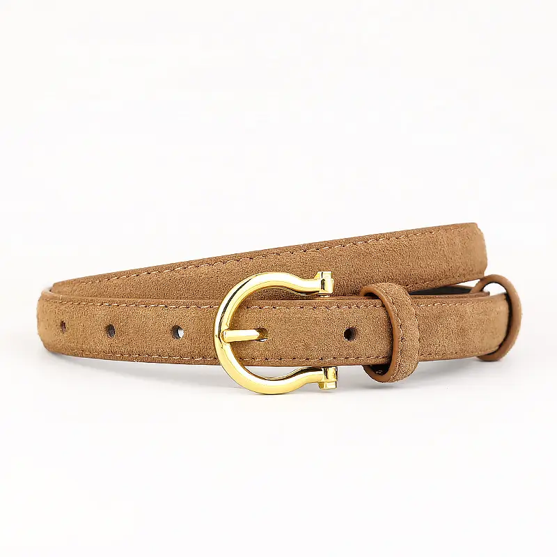 Women Suede Belt with Gold Buckle 3 Colors - Image 2